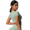 New Nude High-Strength Tight Yoga Short Sleeved Brushed Sports Top With Chest Cushion, Quick Drying Running And Fitness Top For Women