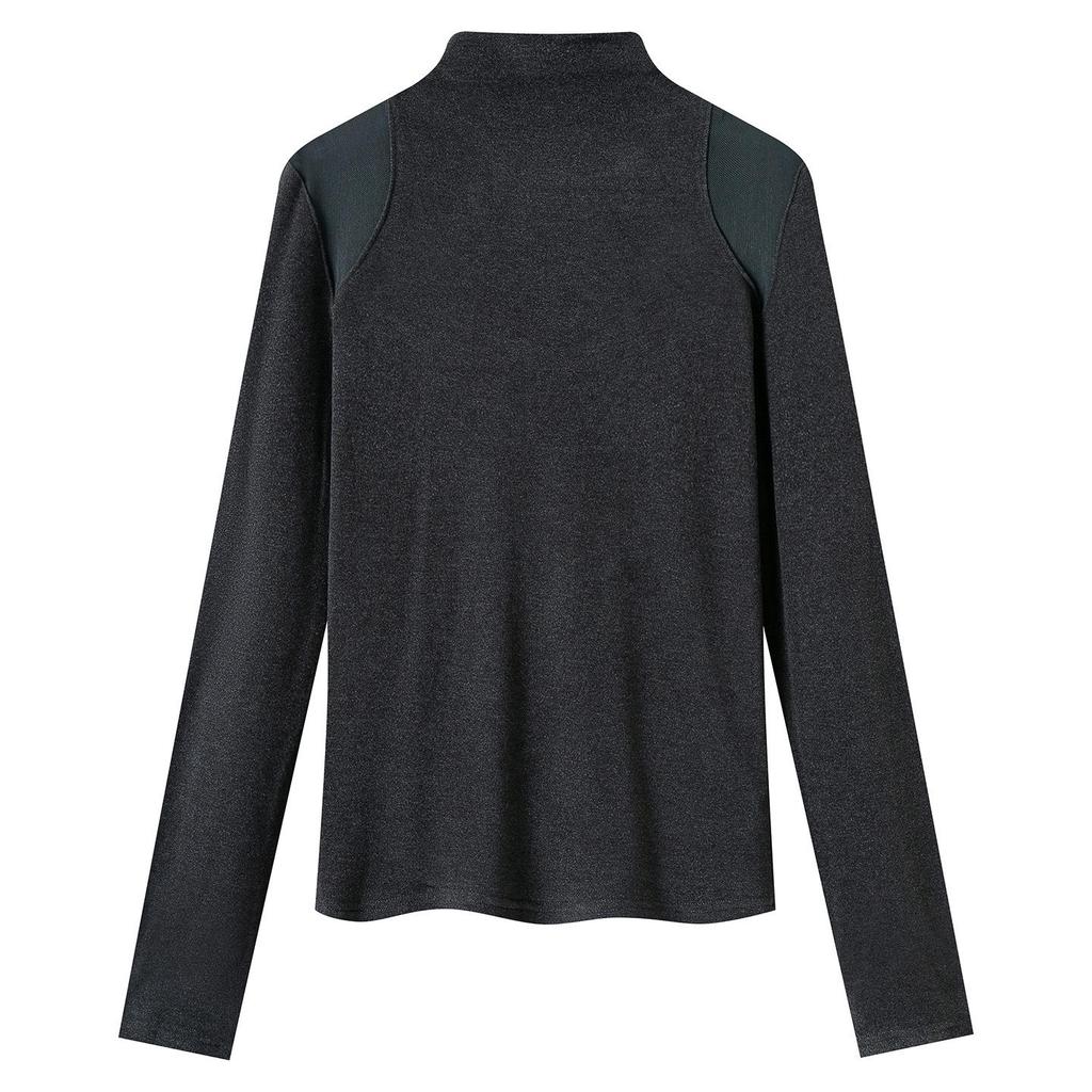 Cotton Cocoon Off-Shoulder Half-High Neck Slim Long-Sleeve Top for Women - 2026 Spring/Autumn Collection