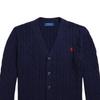 Polo Ralph Lauren Solid Color Logo Embroidered V-Neck Cotton Single-Breasted Casual Long Sleeve Sweater Kids sweater Navy-Blue 323925718-002