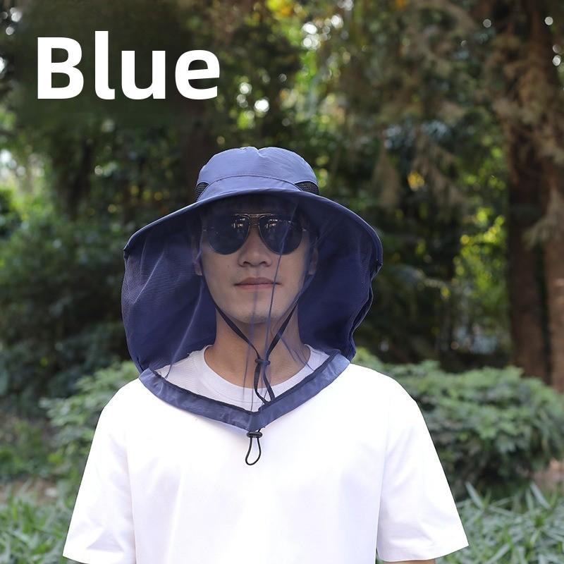 Mesh Face Mask Mosquito-proof Hat, Sun Protection Hat, Face Covering for Men and Women, Summer Outdoor Large Brim UV Protection for Fishing and
