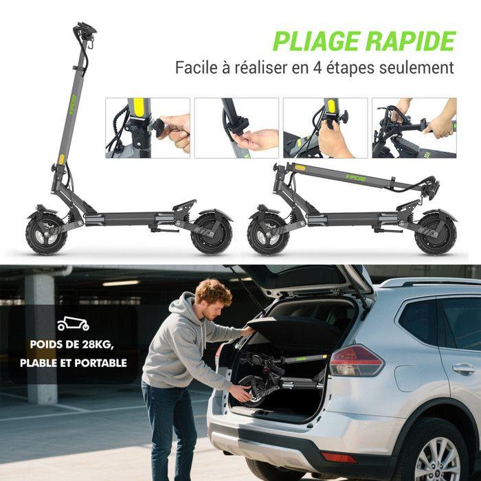 Trottinette Electrique Pliable 10'' Ecran LED 4,5'' 1000W 55km Autonomie 3 Vitesse 45km/h Max Batterie 48V/18,2Ah Scooter Adulte