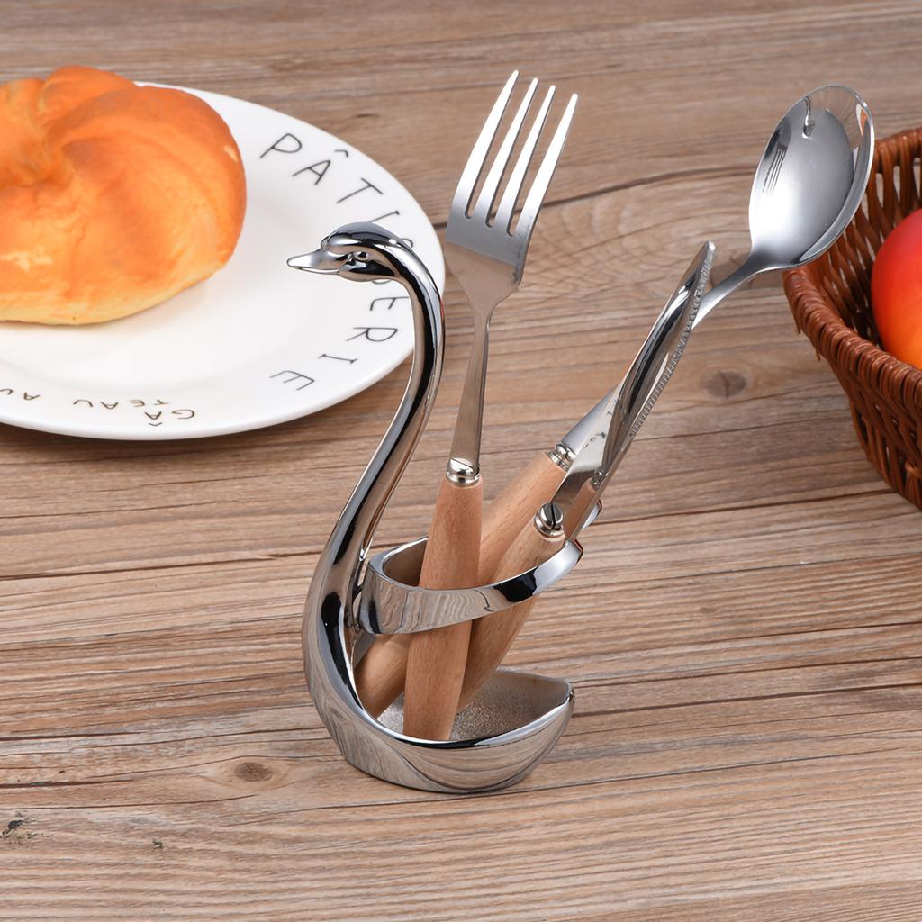 Swan Shaped Stainless Steel Kitchen Coffee Tableware Set Fork Spoon Stand Holder Heart shaped