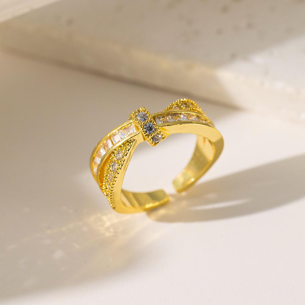 Micro-Inlaid Zircon Fashion Open Ring - Adjustable Luxury Index Finger Jewelry for Women