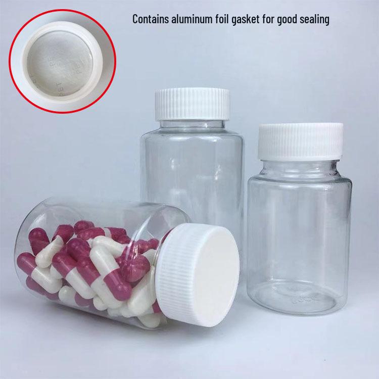 30, 100, 250 ml transparente PET-Weithalskapselflasche mit versiegeltem Deckel