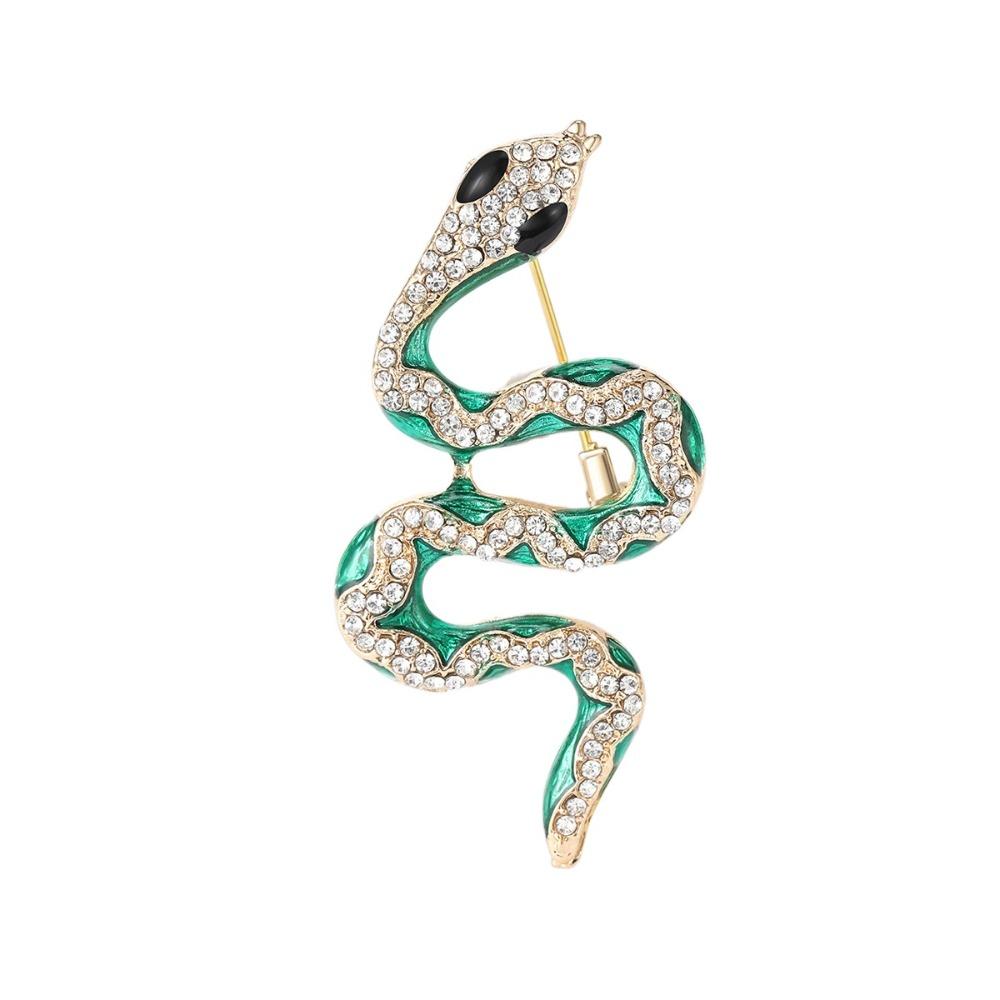 Sparkling Rhinestone Collar Pins Animal Snake Lapel Pin Creative Zodiac Snake Brooch  Office
