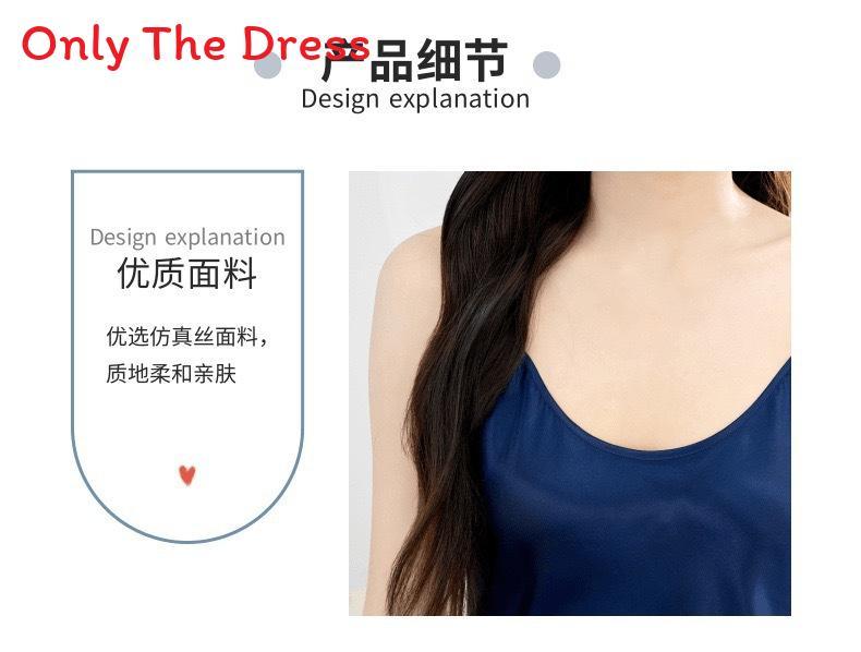 Lady Sleep Dress Silklike Satin Camisole Nightgown For Comfortable Lounge And Sleep