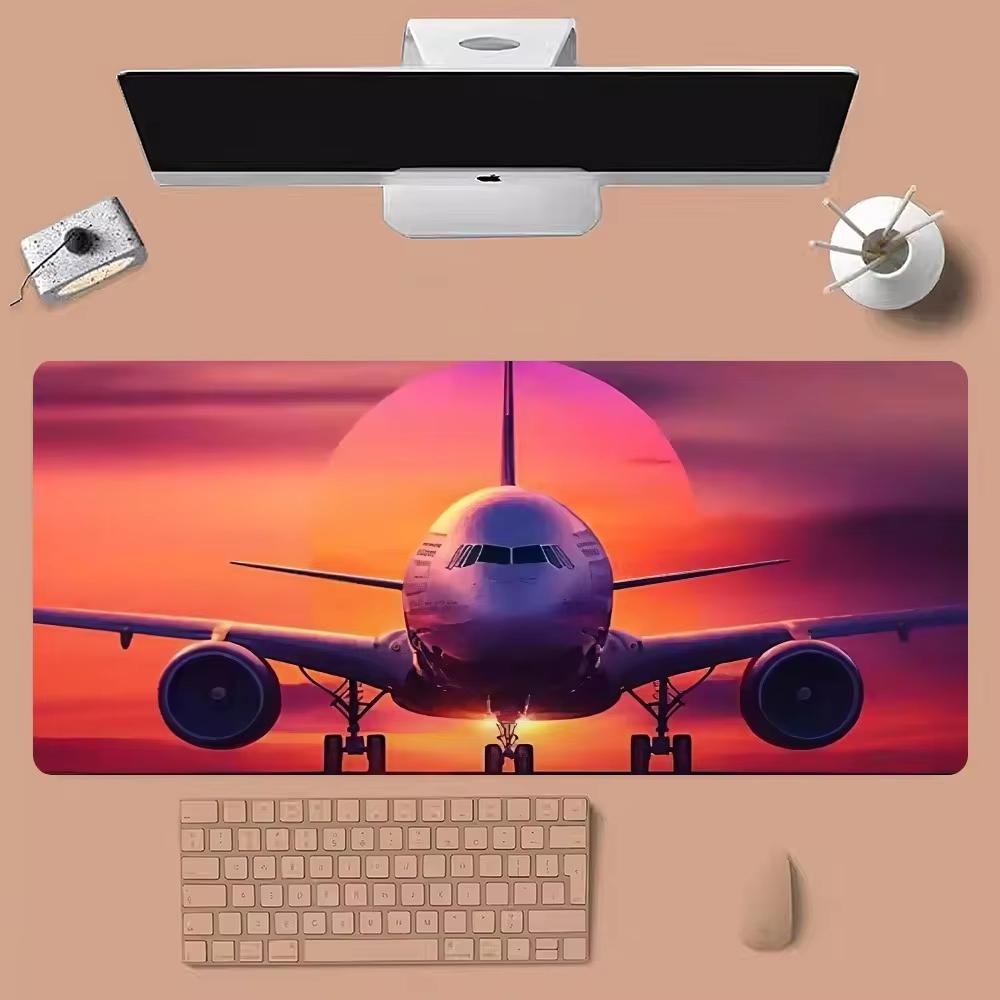 Airplane Sunset Mouse Pad Waterproof Nonslip Desk Mat for Gaming Office