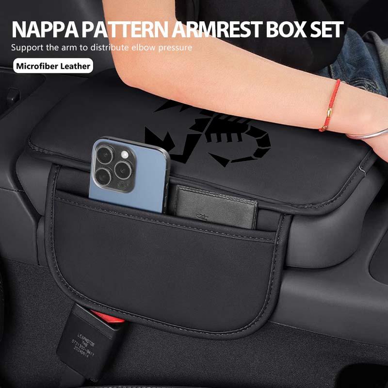 For Abarth NAPA Car Armrest Cushion Storage Box Cover Center Console Pad 500 FR FIAT Linea Panda DobloAlbea Astra Bravo