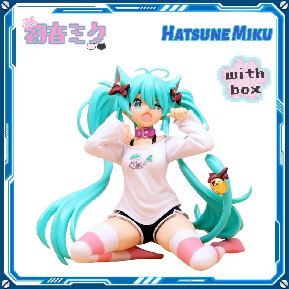 Hatsune Miku Statuetta Azione Carina da Scrivania 12cm Versione Maglietta Gatto. Figurina Anime Ragazza Kawaii Modello Giocattolo Regalo