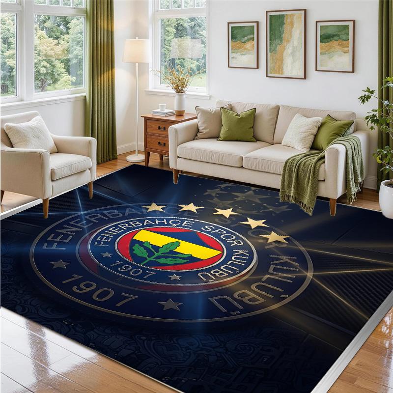 Fenerbahçe FC Design Crystal Velvet Rug Soft Decorative Mat for Bedroom Entrance
