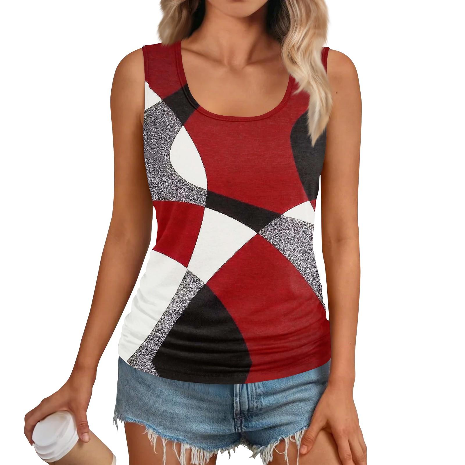 

Женские майки без рукавов с квадратным круглым вырезом и сборками Футболки Топ XXL красный