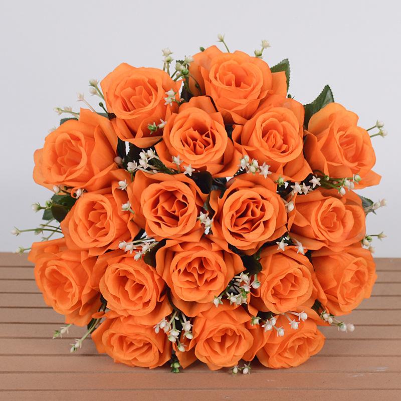 Bestseller 18-teiliges handgefertigtes weiches Seiden-Künstrosen-Bouquet Moderne langlebige Hochzeits-Heimdekoration Valentinstag Fabrik