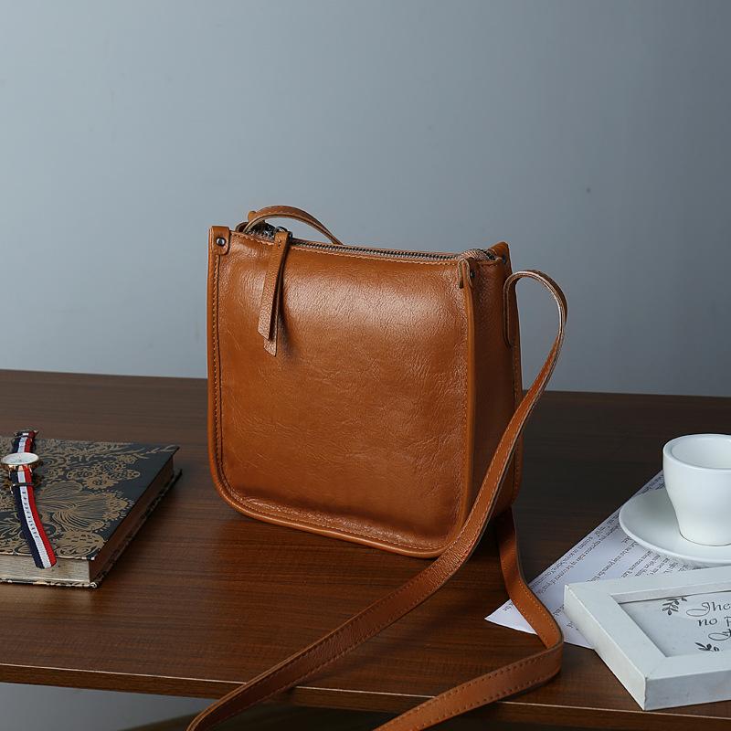 

Johnature Women s Bag Genuine Leather Solid Color Simple Commuting Versatile Soft Cowhide Shoulder Crossbody Bags жёлтый