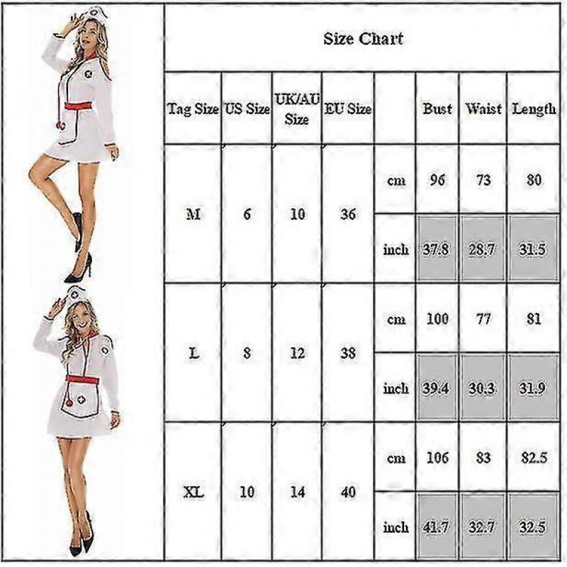 Women Nurse Uniform Cosplay Costume Fancy Dress Hat Lingerie Outfit Nightwear - DSW
