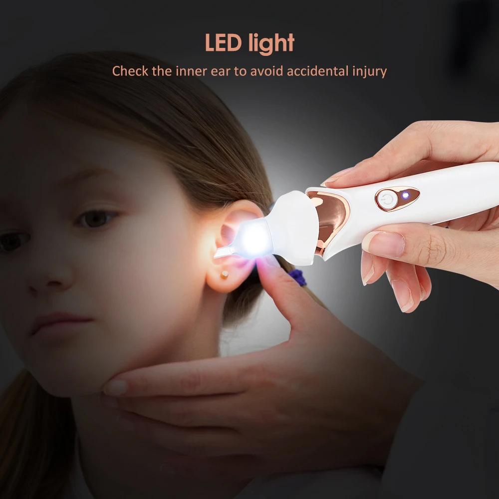 Luminous Electric Suction Ear Spoon Rechargeable Safe Ear Wax Picker Led Light Ear Cleaner Wax Removal Tool for Children Adults