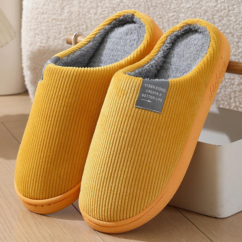 Unisex Thick Soled Cotton Slippers Warm Indoor Non Slip