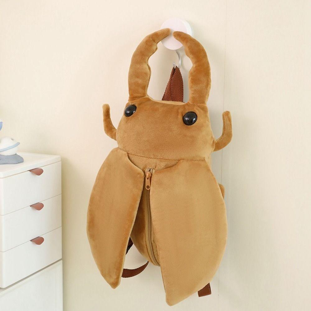 Artificial Animal Insect Insect Plush Backpack Zipper Design Soft Toy Cicada Plush Doll Backpack Shoulder Bag Brown/Green