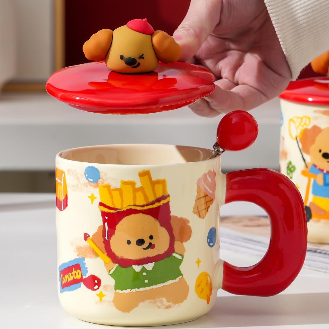 

Cute Pet Cartoon Puppy Ragdoll Ceramic Mug Cute Office Girls Water Mug Gift Couple Breakfast Cup 301-400ml