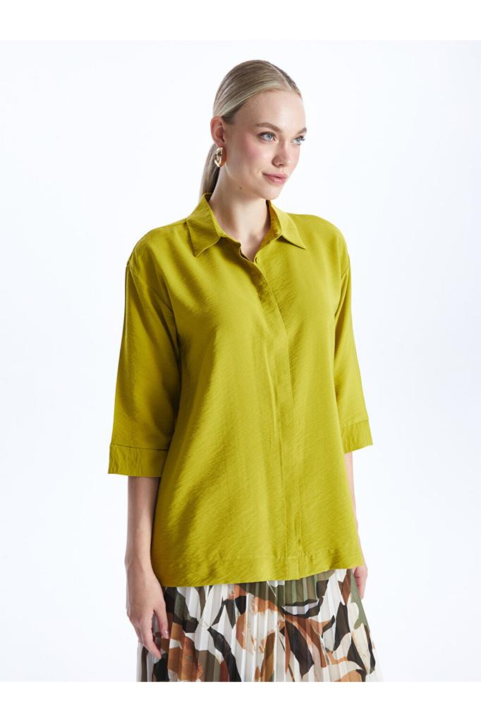 LCW Düz Uzun Kollu Oversize Kadın Gömlek
