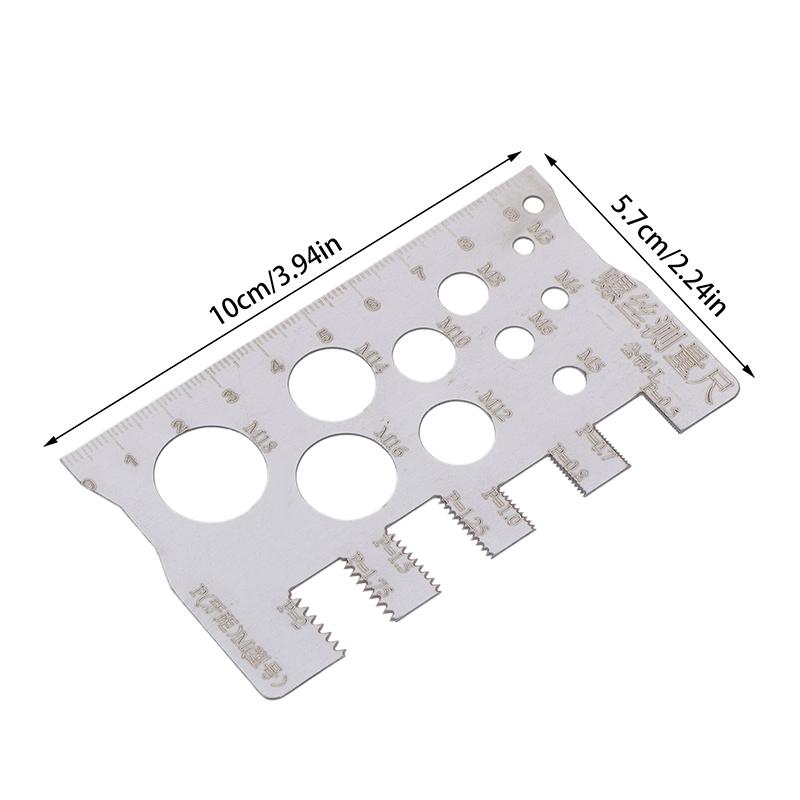 1pcs Stainless Steel Bolt Thread Gauge Screw Measuring Rauge Quick Identification Screw Measuring Ruler Measuring Gauging Tools серебряный