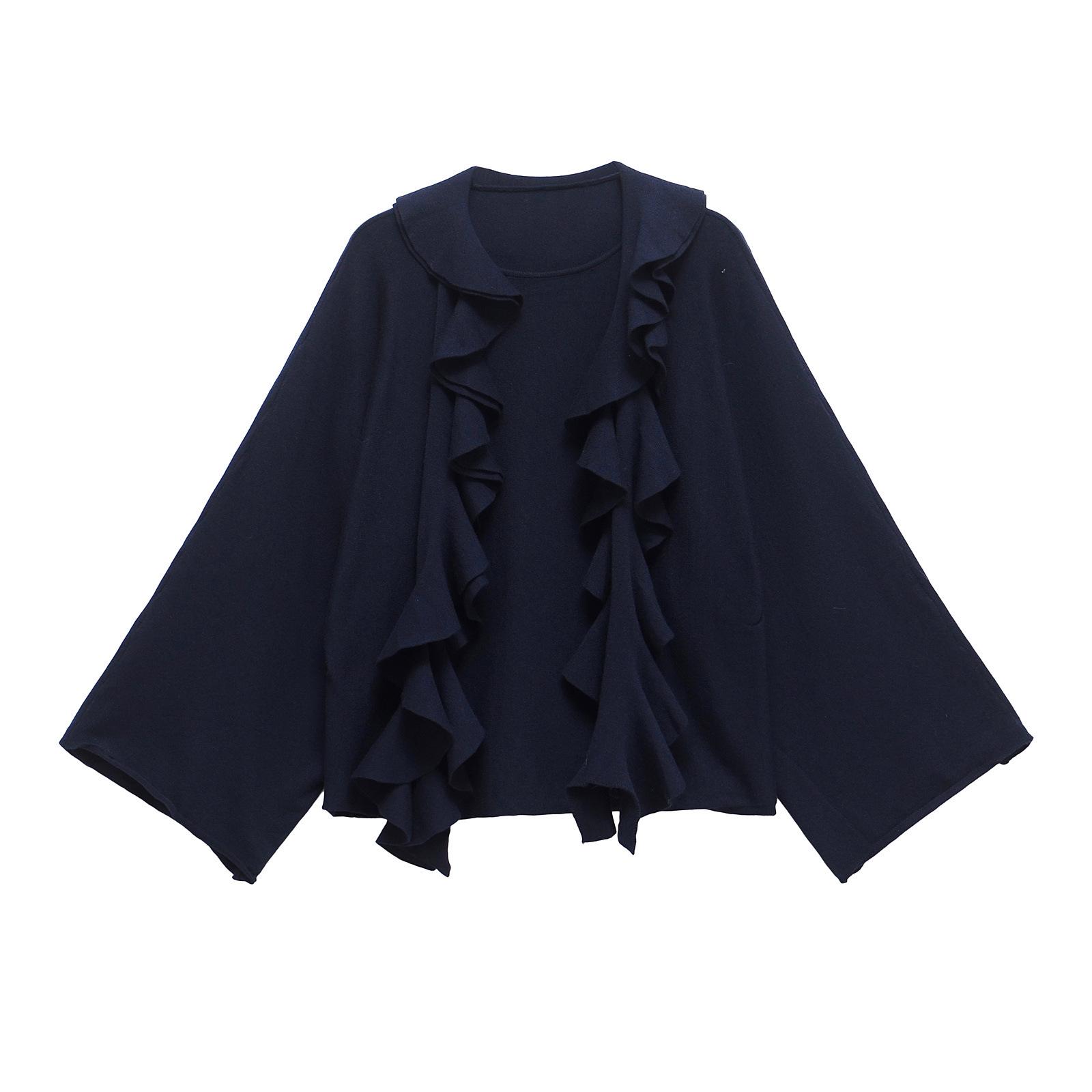 

Женская зимняя мода 2024 года: Многослойный вязаный шарф в европейском и американском стиле Medium темно-синий