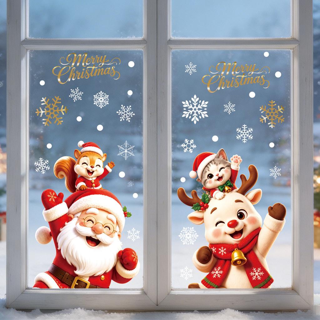 Christmas Window Clings for Glass Festive Holiday Sticker Set for Home and Decor