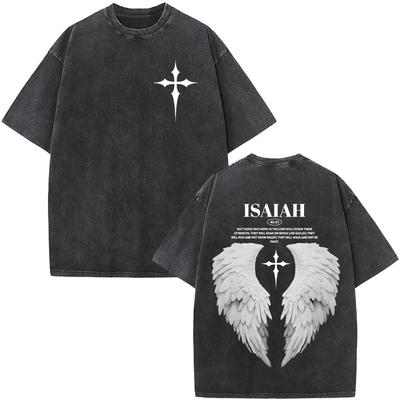 Washed T-shirts Men Women Christian Jesus Faith Over Fear Bible Verse Fashion Vintage Oversized T Shirts Harajuku Cotton T-shirt