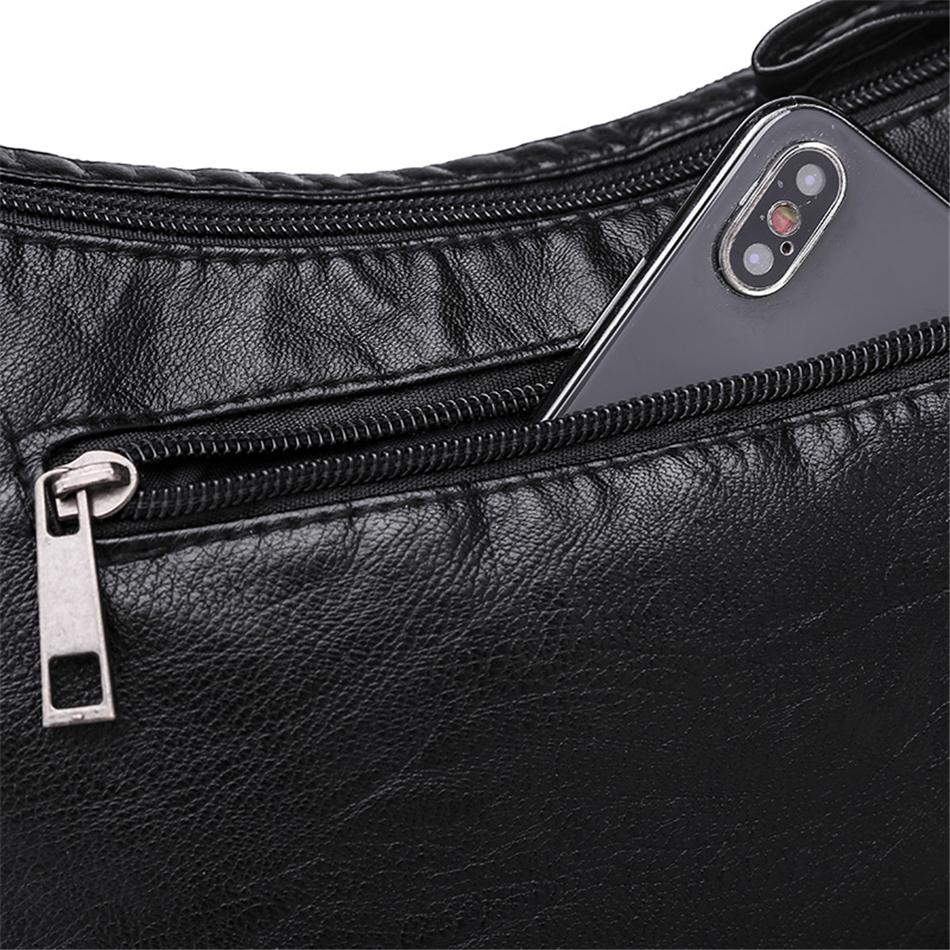 Black Fashion Style Washed Leather Luxury Handbags Women Bags Designer Ladies Shoulder Crossbody Bags For Women