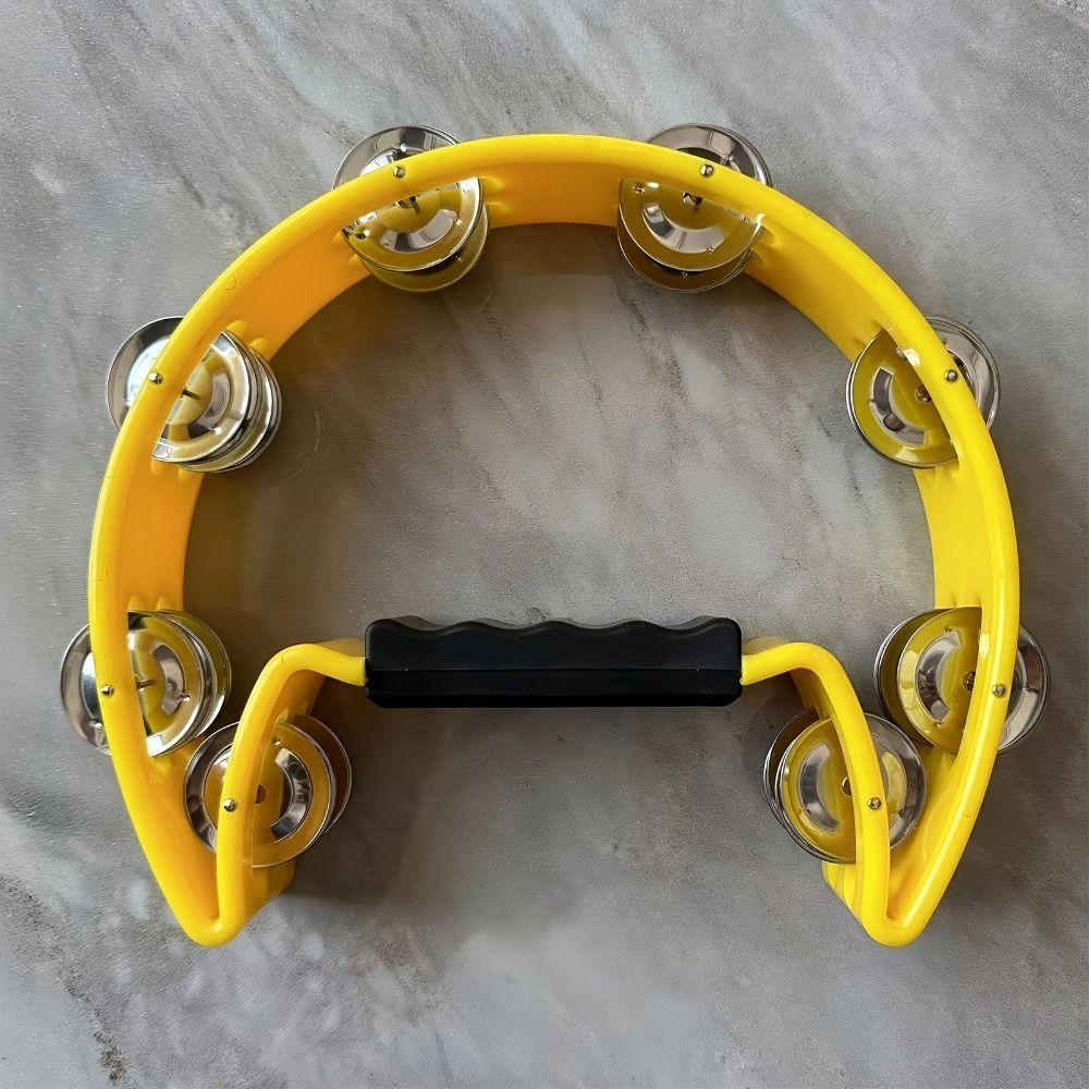 Professional Handheld Jingle Bells Bright Sound Orff Tambourine Handheld Percussion Instrument KTV
