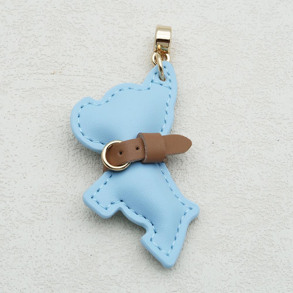 Handmade French Bulldog Genuine Leather Keychain with Anti-Lost Woven Rope Lanyard.