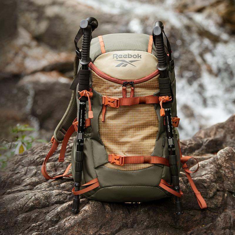 New Reebok Fabric Backpack Unisex Khaki Green/Jasper/Obsidian Black RB250104M