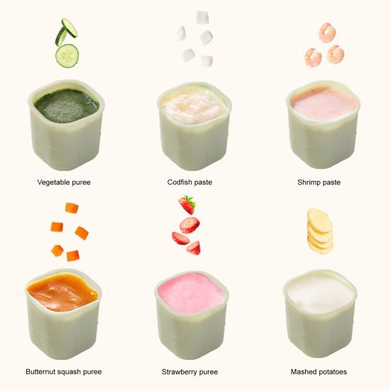 Food Freezer Tray with Lid Silicone Portion Control Mold for Puree Broth Easy-Release BPA-Free Stackable Essential Storage for Homemade Baby Meals