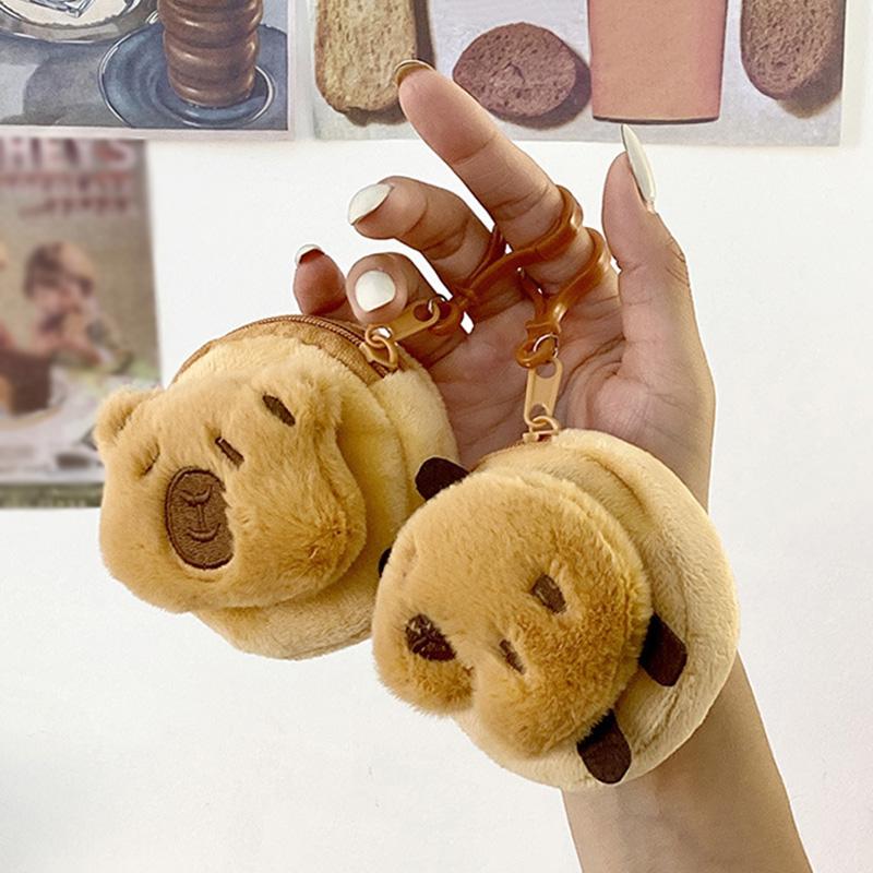New Capibala Coin Purse Cartoon Mini Plush Capybara Pendant Portable Headset Bag Coin Storage Bag