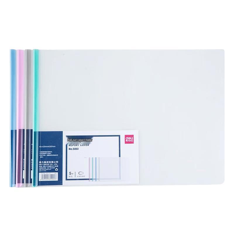 Deli 5861 A3 Transparent Slide Binder (30-Pack)