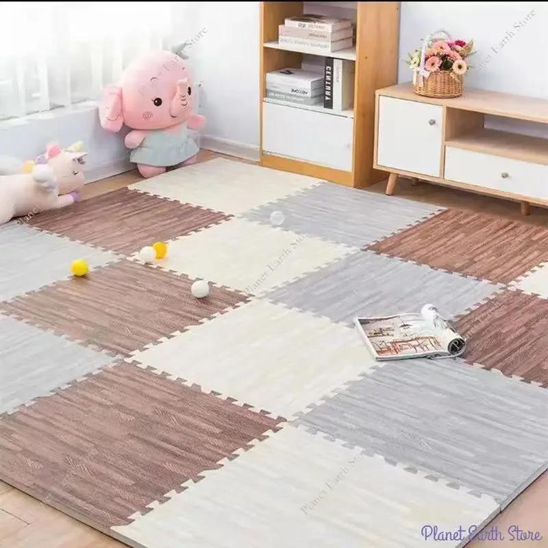 10/20Pcs Wood Grain Puzzle Floor Foam Carpet Bedroom Splicing Mat Baby Sports Play Mat Decorative Carpet Exercise Tiles 30*30cm