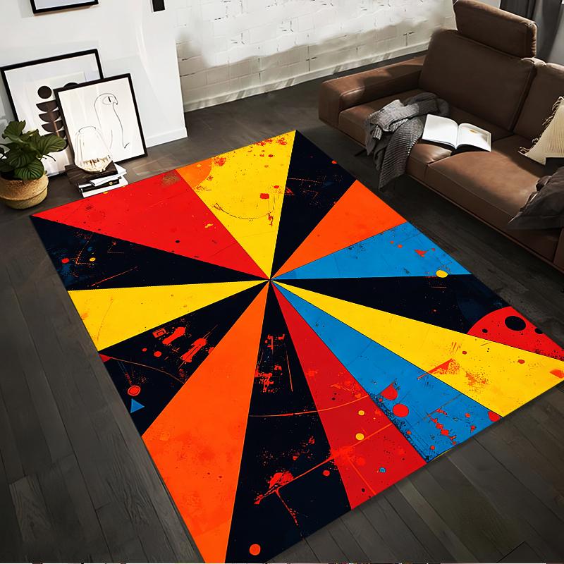 Colorful Abstract Geometric Carpet with Splatter Art Design Suitable for use as an anti-slip for living room bedroom sofas