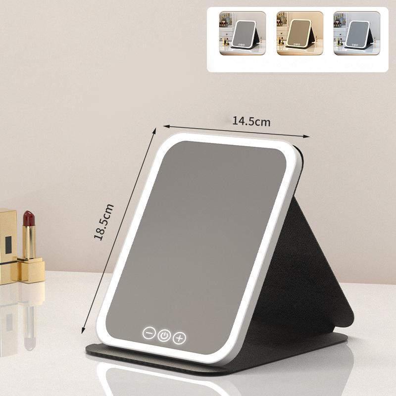 Foldable HD Makeup Mirror Intelligent Touch Control Adjustable Three Color Light LED Cosmetic Mirror Type-c Charging Two Size