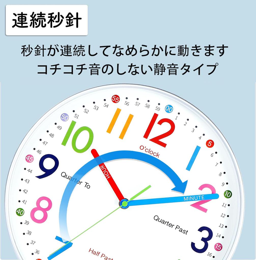 Nbdeal Educational Wall 30cm Colorful Clock, Radio-Controlled, Silent, Diameter, Dial, DB-3789
