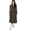 Plus Size Women's Autumn V-neck Waist-cinching Long-sleeved Slimming Dress