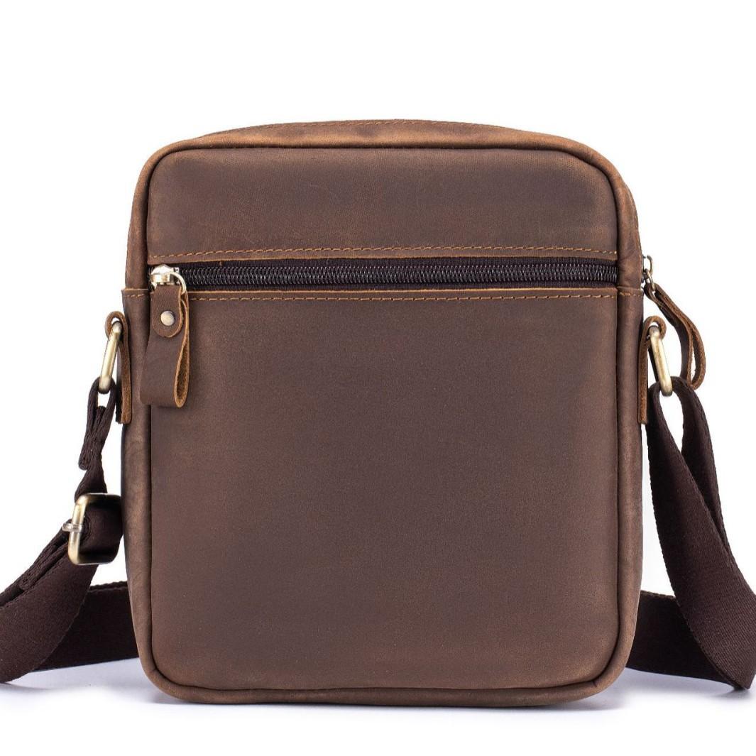 Crazy Horse Top-Grain Leather Messenger Bag Men 22*5*21.9cm темно-коричневого