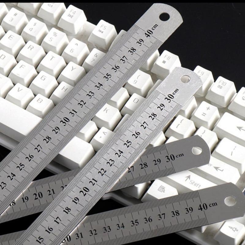 Stainle Steel Metal Straight Ruler Precision Double Sided Precision Measur Tool Scale Metric Ruler 15-50cm The Scale Table Clear