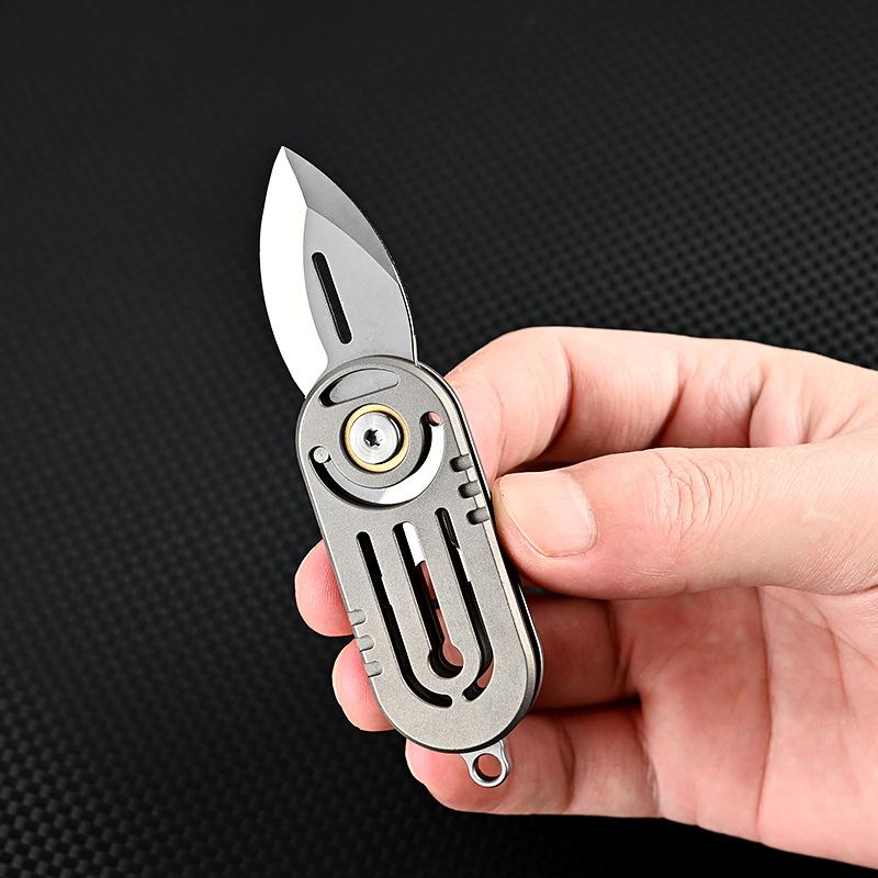 NEW Titanium Alloy Folding Knife D2 Blade Outdoor Camping Unboxing Portable High Hardness Kitchen Folding Knife