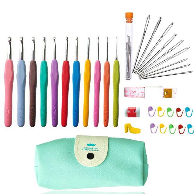 12 Sizes Crochet Hooks Set for Arthritic Hands Ergonomic Soft Grip Handles Crochet Kit for Beginners Needlework Gifts for Women