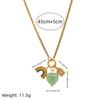 Stainless Steel Rainbow Zirconia Heart Pendant Necklace with Pink Heart and Blue Eye