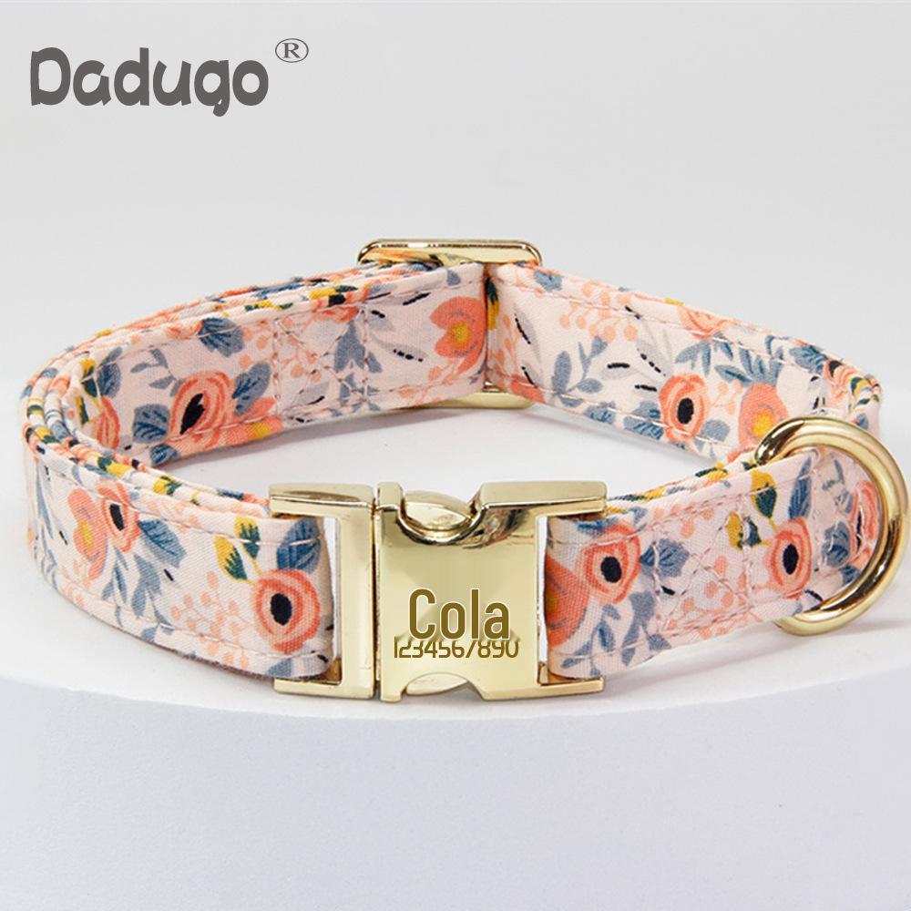 

Engraved Floral Dog Collar & Leash for Medium/Large Dogs XS 1.5 (19-28CM)