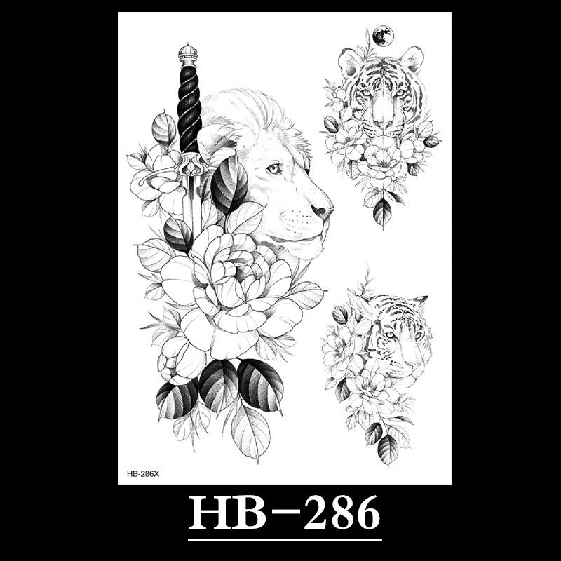 Flower Sketch Tattoo Sticker, Black And White Half Arm Tattoo Sticker, Waterproof And Sweat Proof Tattoo