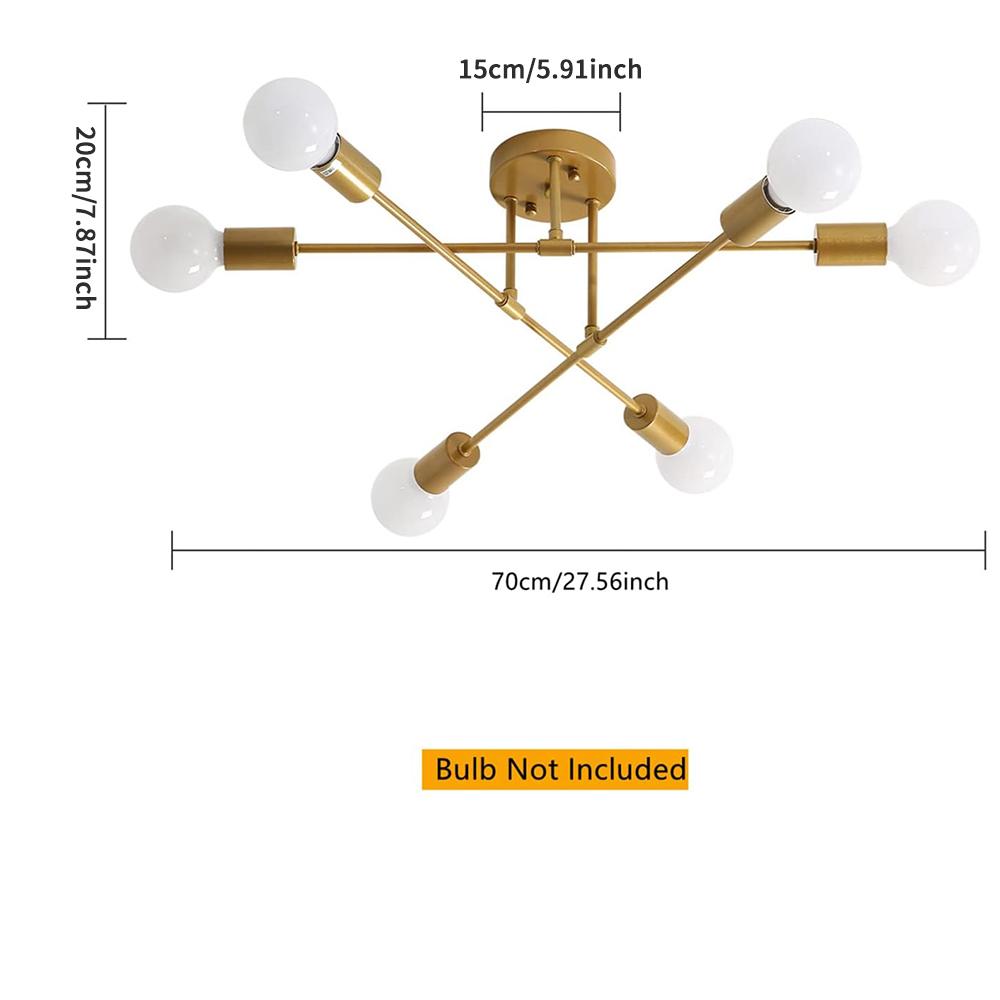

Потолочный светильник Sputnik, 6 лампочек, винтажный золотой потолочный светильник, регулируемая современная люстра, потолочный светильник для гостиной, спальни, кухни, прихожей