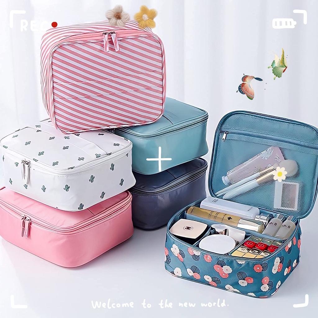 Large Capacity Makeup Stylish Makeup Portable Cosmetic Pouch with Brush Plenty of Storage for Cosmetics and Small Perfect for and Business Floral