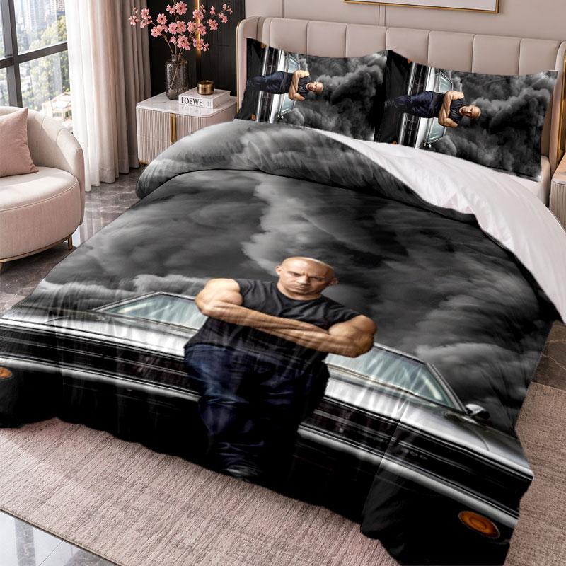 Fast And Furious 3Pcs Bedding Set Duvet Cover With Two Pillowcases For Bedroom Home Decoration