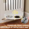 PawHut Dog Crate, Side Table, Removable 360° Rotating Bowls 2 Doors for Medium Dogs 80x55x71.5cm White
